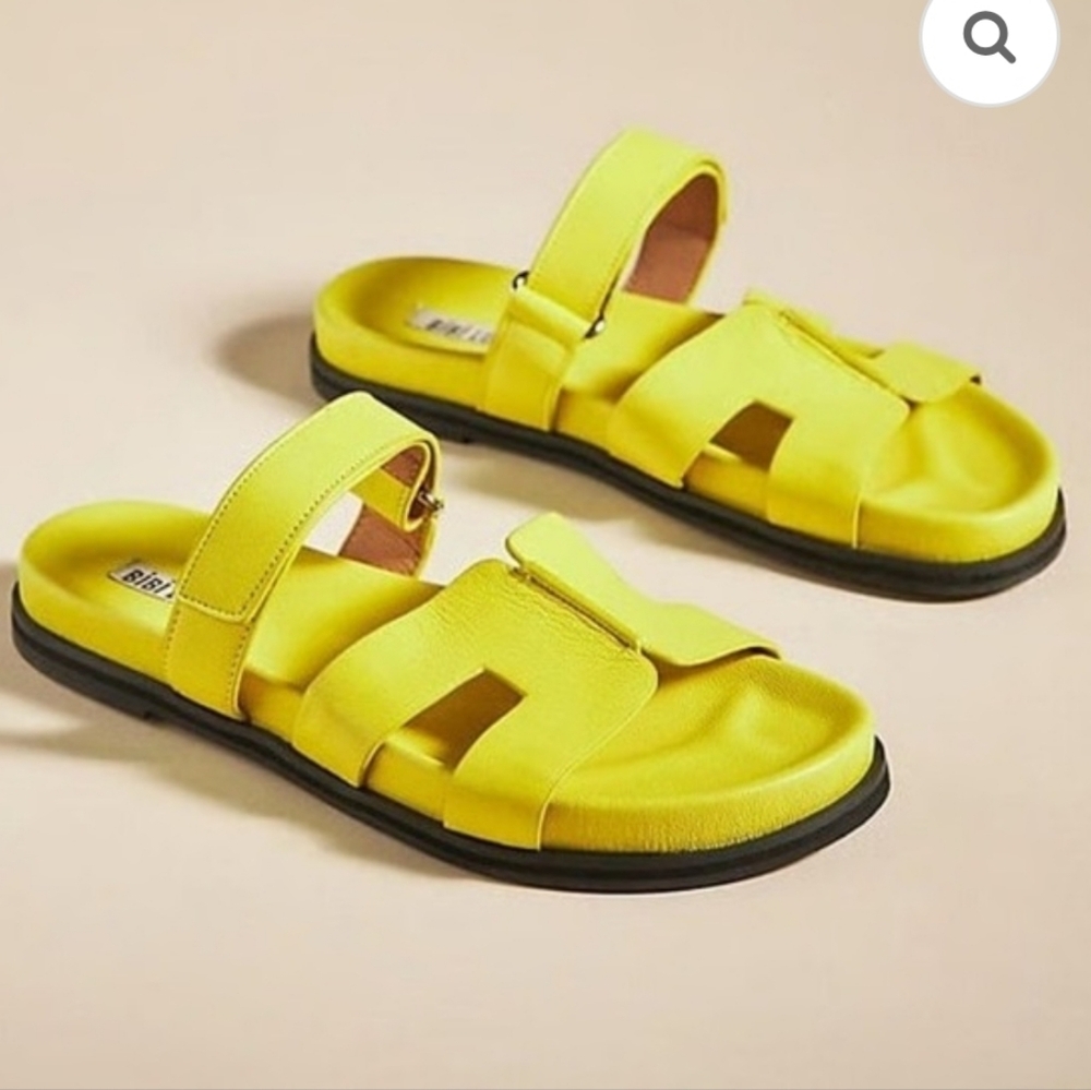 Bibi Lou Yellow Cutout Slide Sandals Size 39